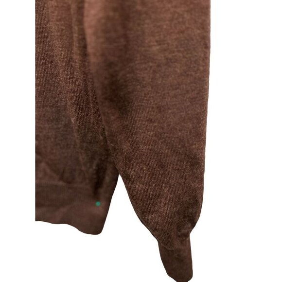 Men's Large Made in Italy Valda Merino Wool Brown V-Neck Sweater - Picture 8 of 8